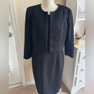 Kasper Black Textured Skirt Suit